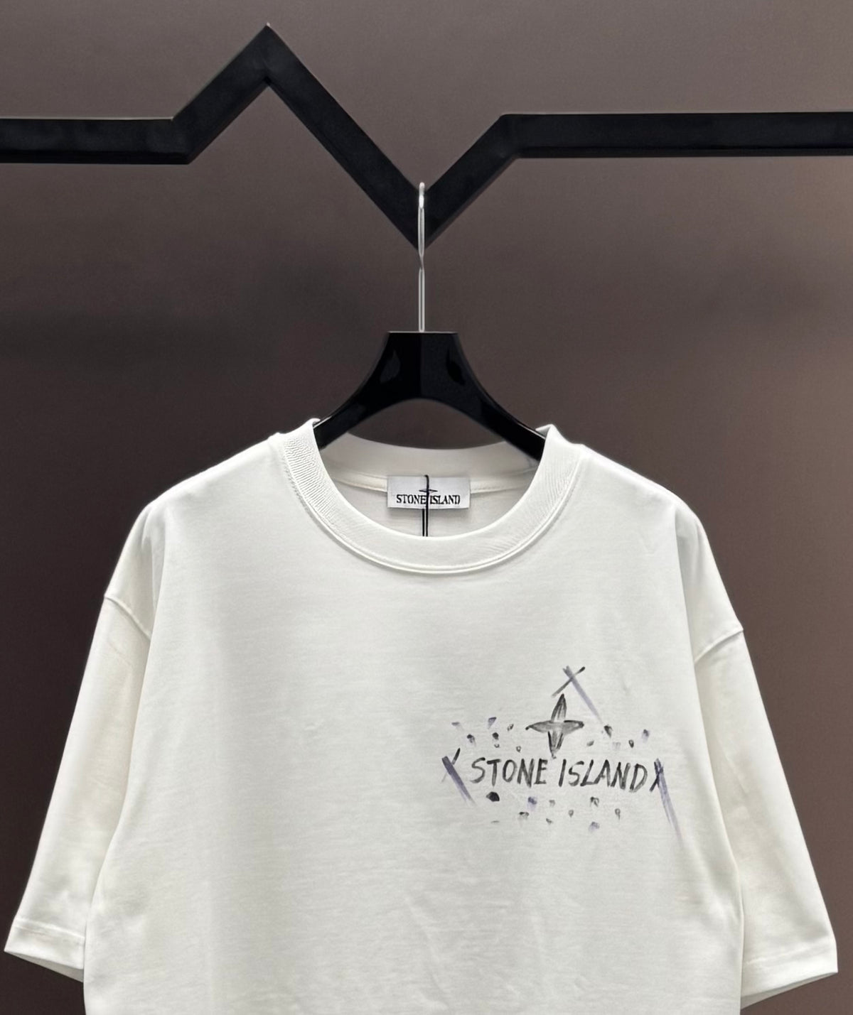 Stone Island Hand-Painted Graffiti T-Shirt with Compass Rose Back Print