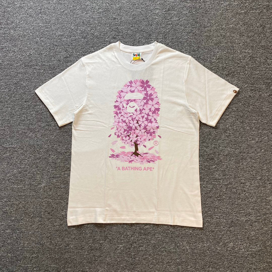 BAPE 2022SS Cherry Blossom Ape Head Oversized Unisex T-Shirt
