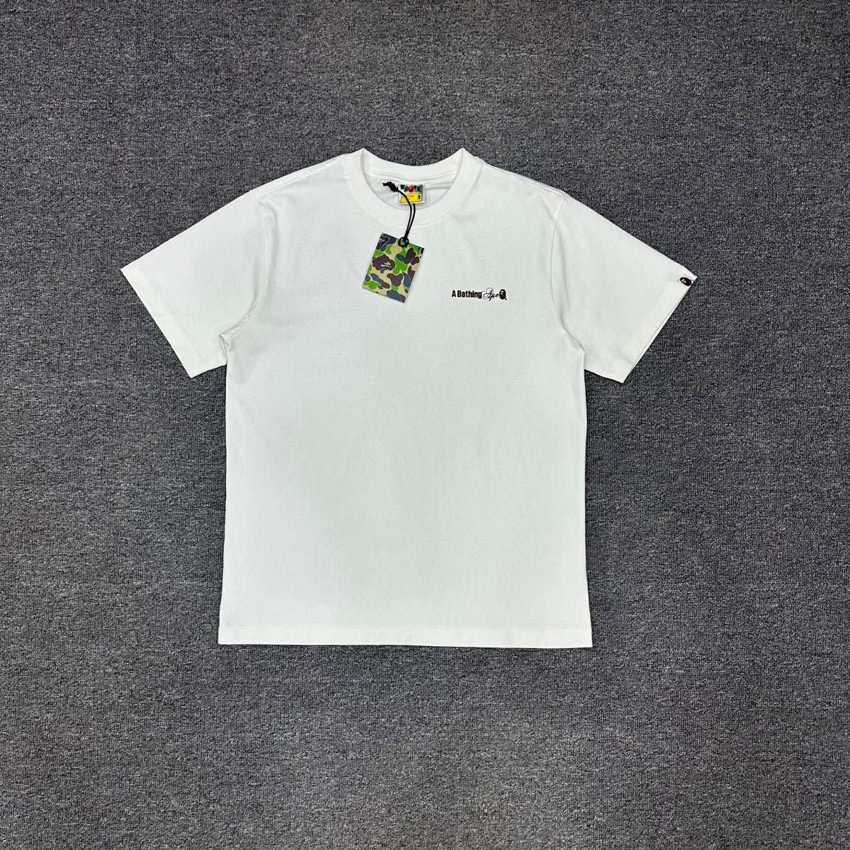 BAPE SS25 "A Bathing Ape" Watermark Script Logo Left Chest Oversized Heavyweight Unisex T-Shirt