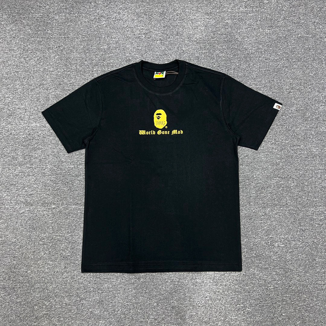 BAPE World Gone Mad Old English Blackletter Ape Head Small-Print Tee Oversized Unisex T-Shirt