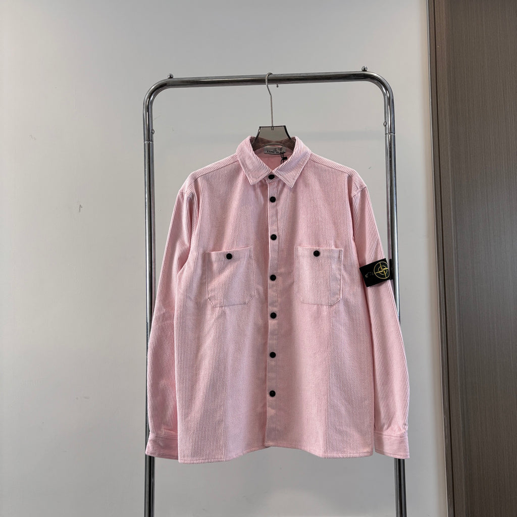 Stone Island Wide-Wale Corduroy Overshirt with Snap Buttons and Compass Badge