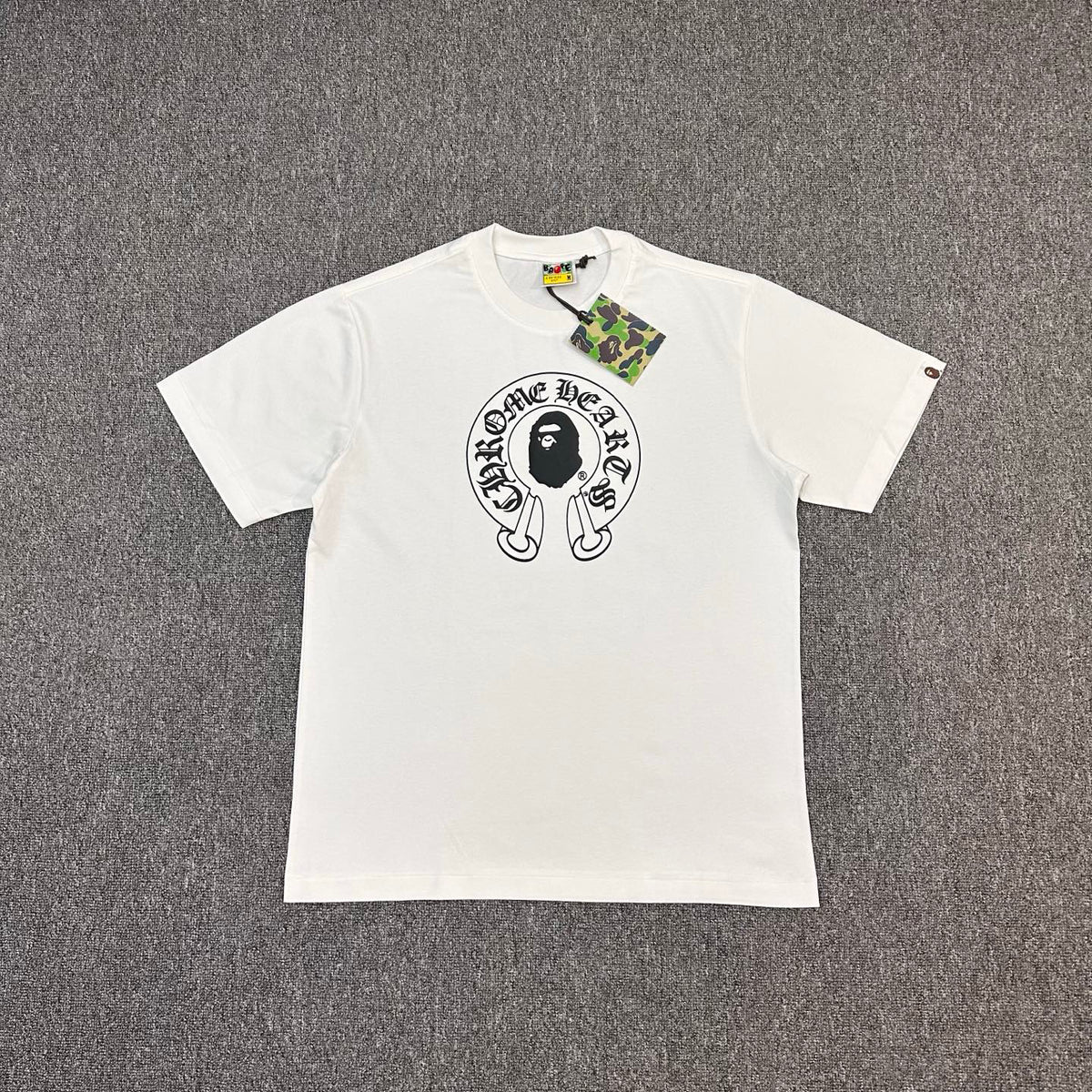 BAPE × Chrome Hearts Horseshoe Ape Head Center Print Unisex Oversized T-Shirt