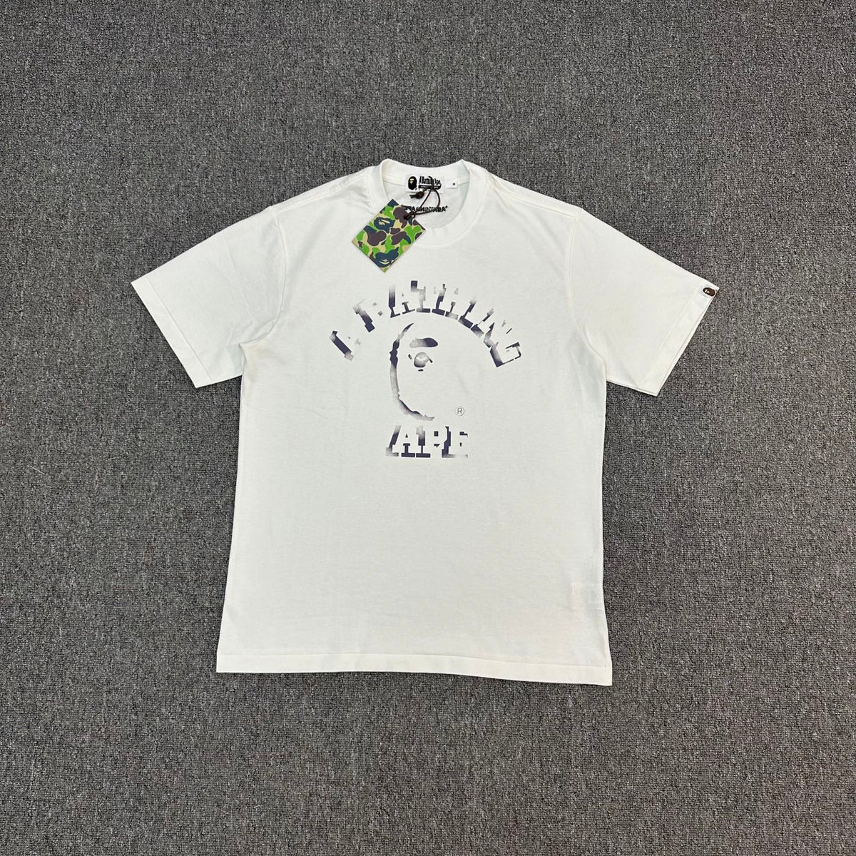 BAPE SS25 Spray-Dye College Logo Ape Head Oversized Heavyweight Unisex T-Shirt