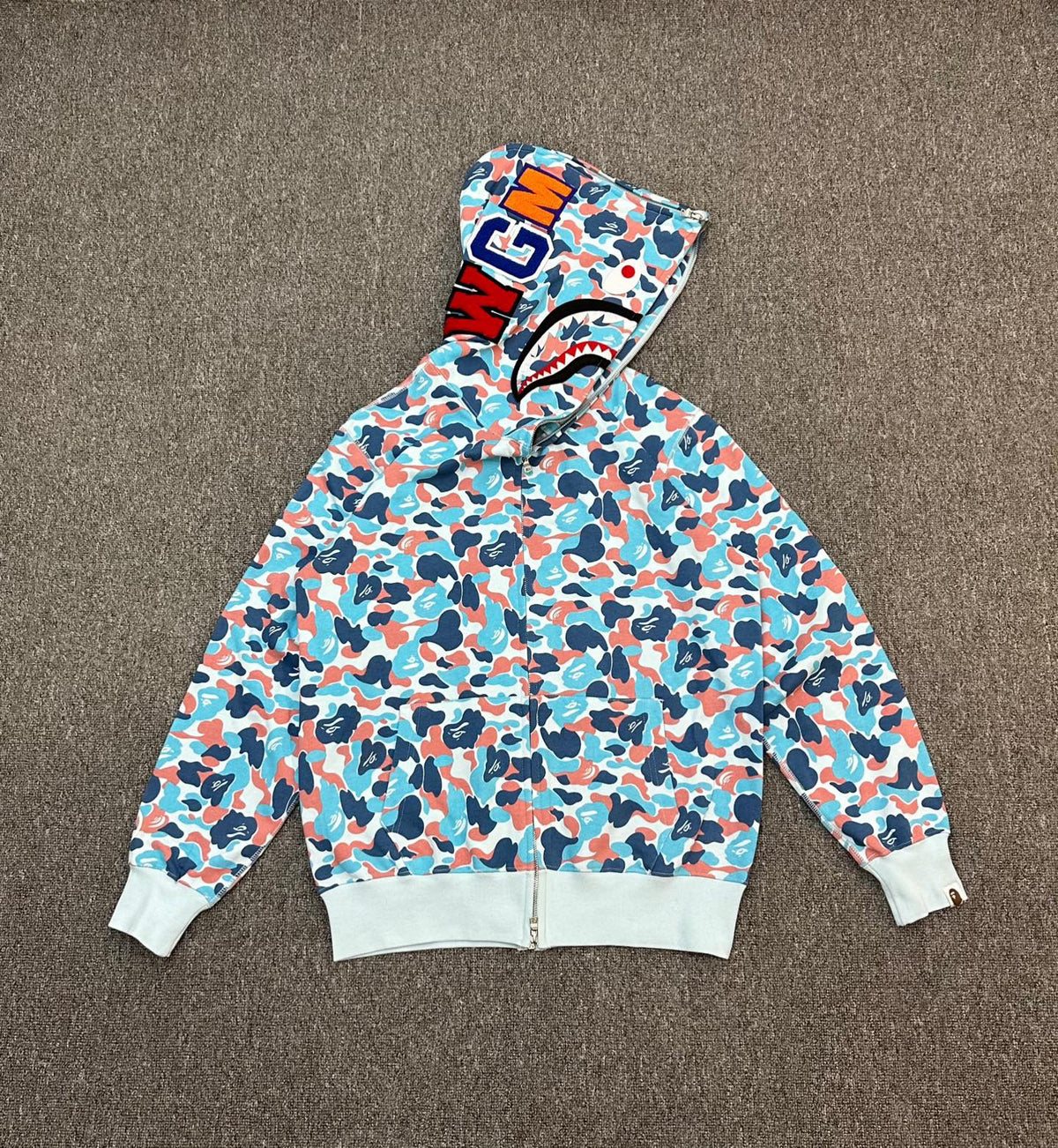 BAPE PA Series Coral Blue ABC Camo Shark Full-Zip Hoodie - Hangzhou City Limited