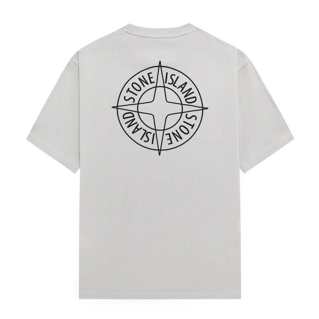 Stone Island Left Chest Circular Compass Badge Print Crew Neck T-Shirt