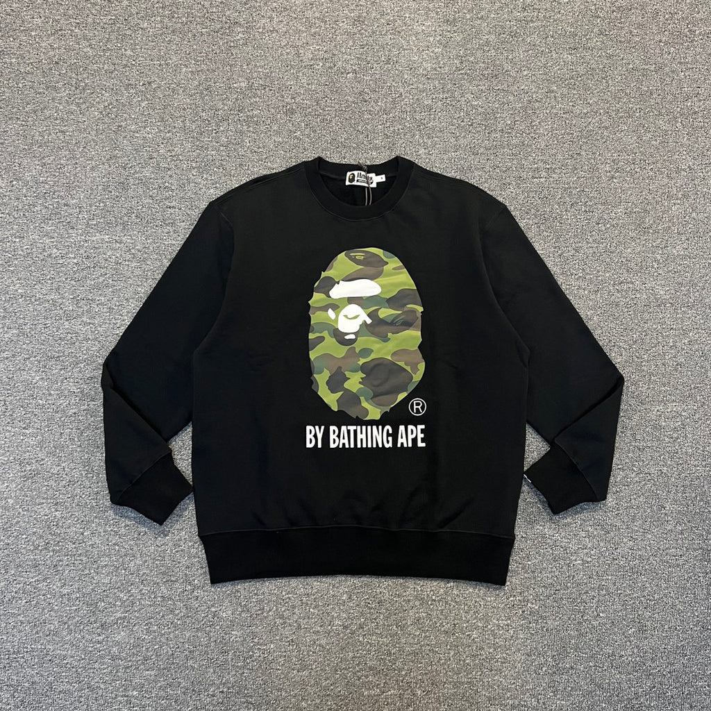 BAPE ABC Camo Ape Head "By Bathing Ape" Crewneck Sweatshirt - Gray / Black