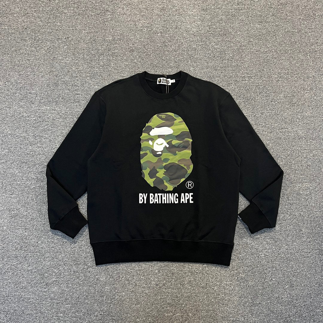 BAPE ABC Camo Ape Head "By Bathing Ape" Crewneck Sweatshirt - Gray / Black