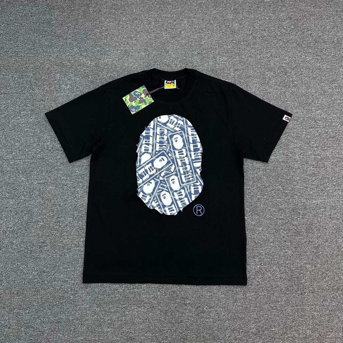 BAPE FW25 Banknote Collage Ape Head Oversized Heavyweight Unisex T-Shirt