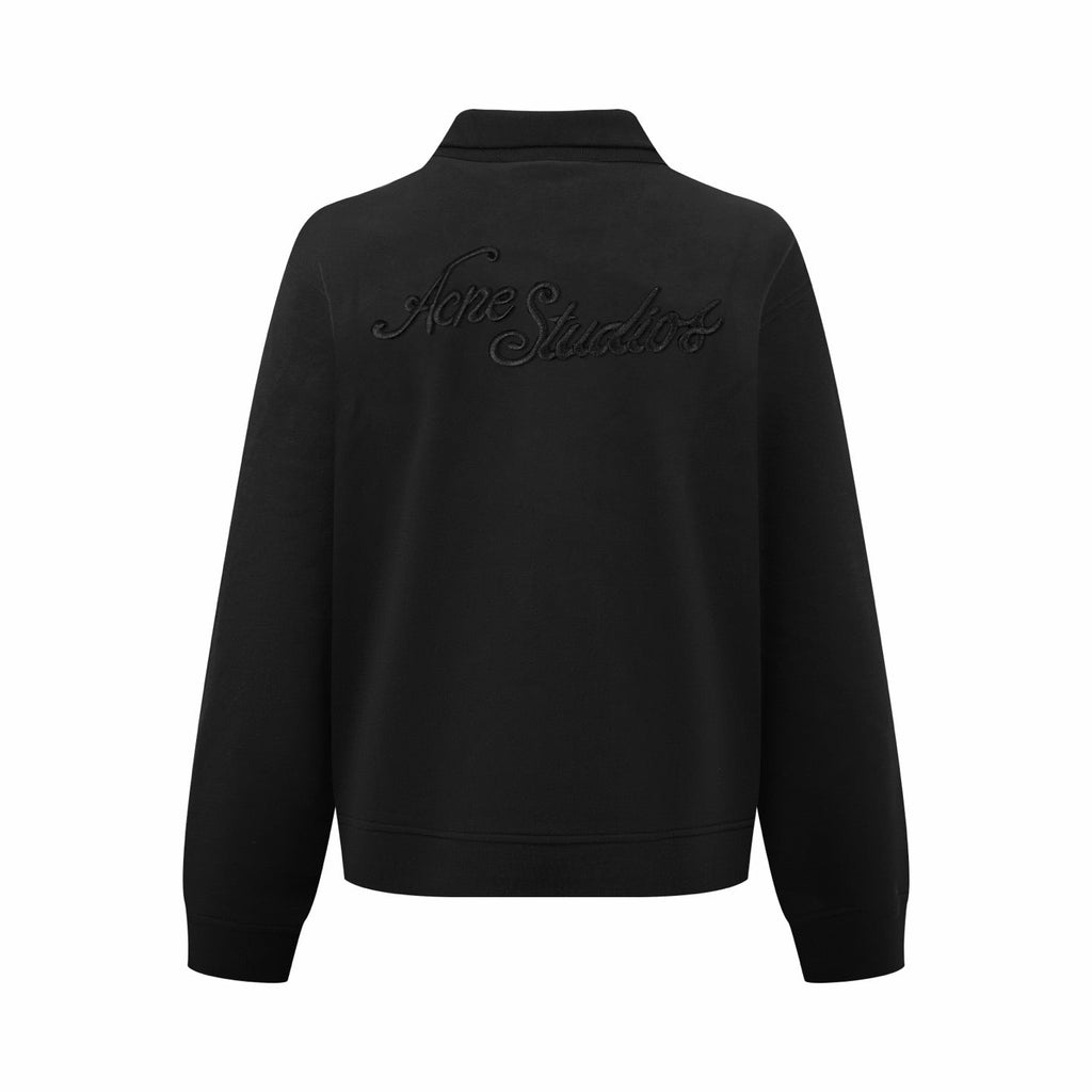 Acne Studios Full‑Zip Stand Collar Tone‑on‑Tone Script Sweat Jacket