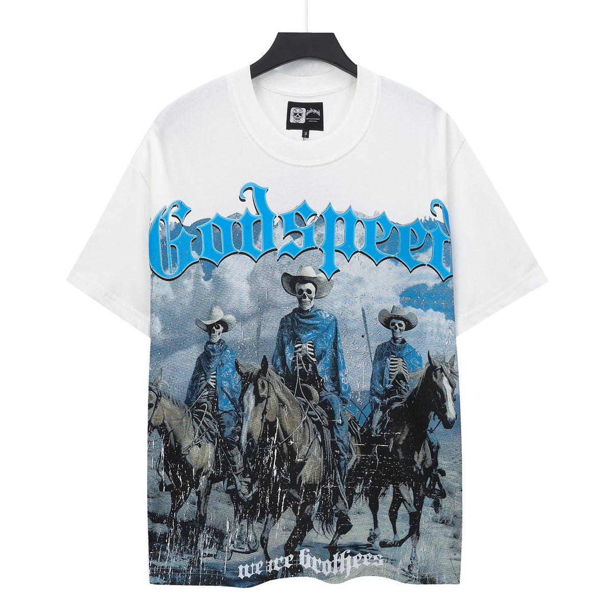 Godspeed Western Cowboy Skeleton Riders Short Sleeve Tee (White)