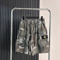 Stone Island Vintage Camouflage Cargo Shorts with Flap Pockets and Compass Badge