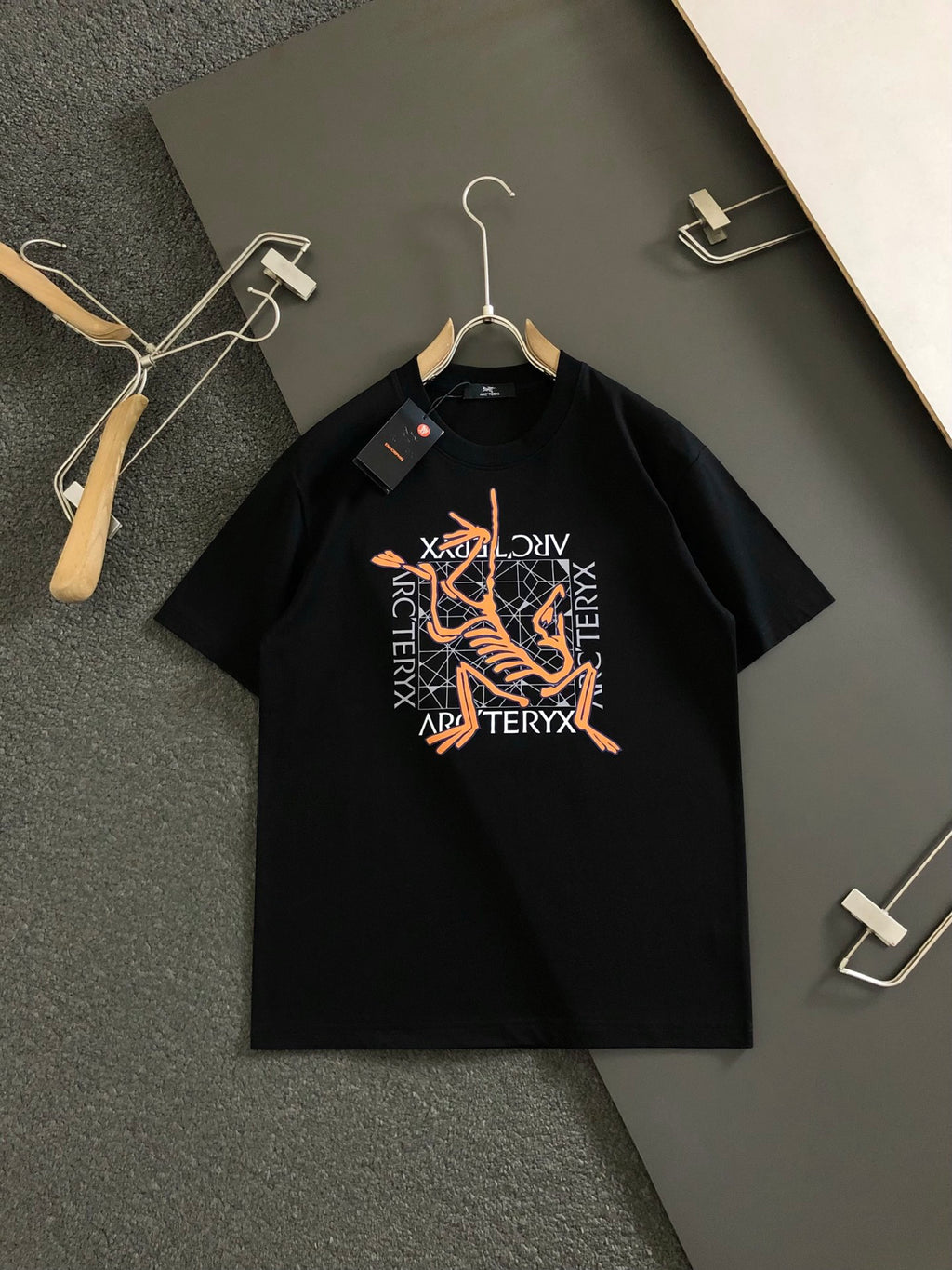 Geometric Frame Fossil‑Bird Graphic Print Short‑Sleeve T‑Shirt