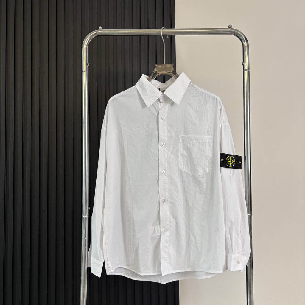 Stone Island Lightweight Sun-Protection Overshirt with Compass Badge Sleeve Patch