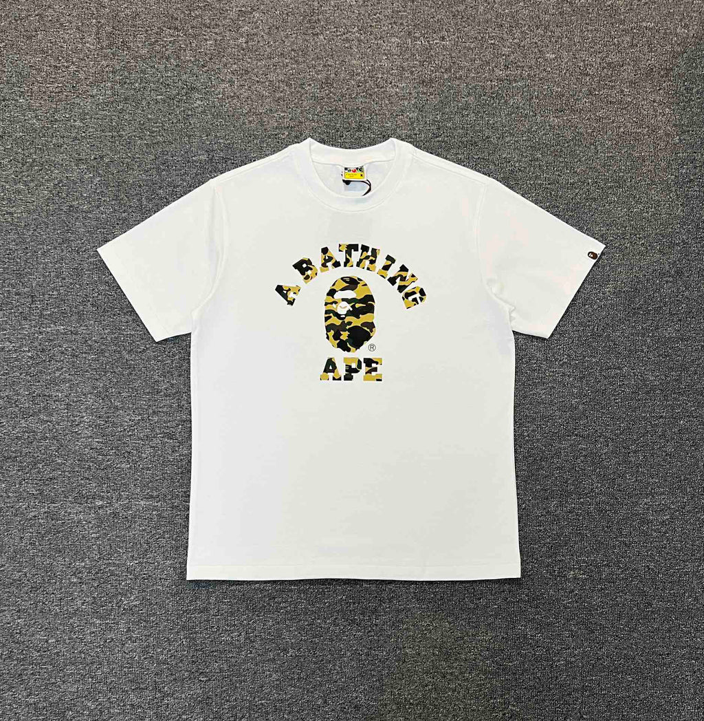 BAPE College Logo Yellow & Green Camo Oversized Unisex T-Shirt