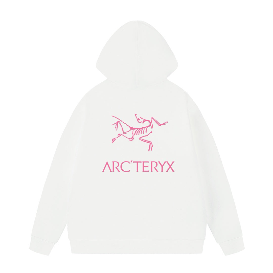 Arc'teryx Pink Logo Print Oversized Fleece-Lined Hoodie