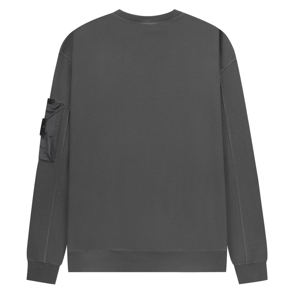 Stone Island Cotton Crew Neck Sweatshirt with Left Chest Name Patch and Right Sleeve Compass Badge Pocket