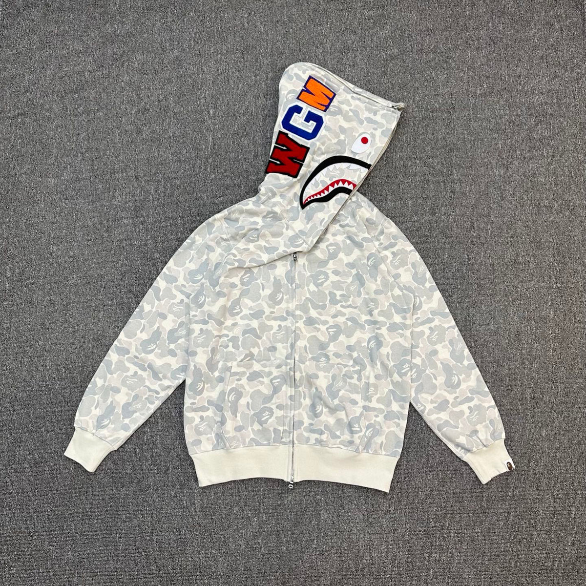 BAPE FW24 Ice Grey ABC Camo Shark Full-Zip Hoodie - Harajuku PACK Limited