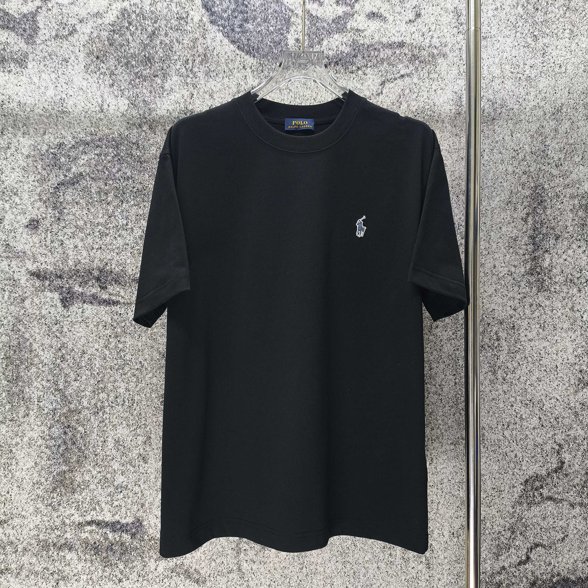 Men's Crew‑Neck Short‑Sleeve T‑Shirt with Small Blue Pony Embroidery