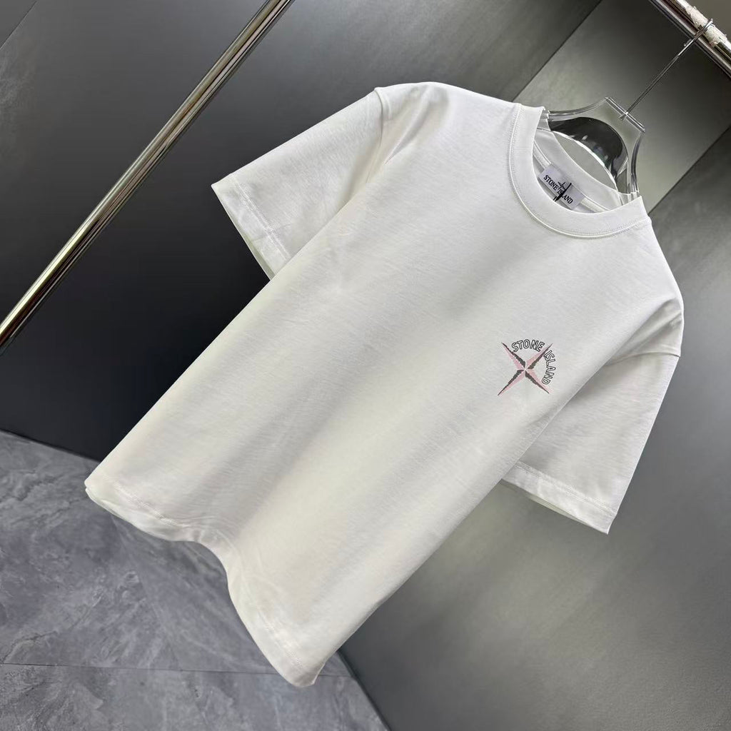 Stone Island Spring–Summer 2026 T-Shirt — Crystalline Prism-Effect Compass Star Print at Right Chest