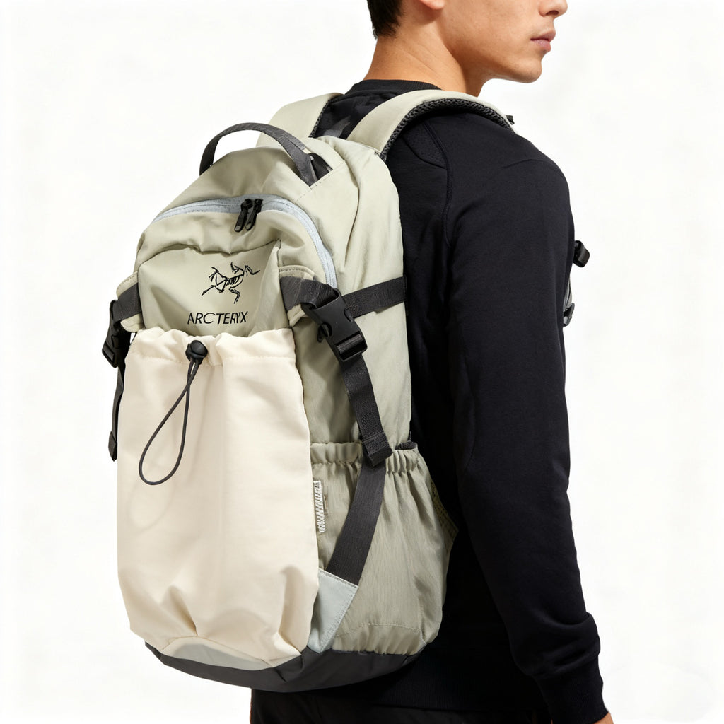 Arc'teryx Color‑Block Drawstring Pocket Backpack, Large‑Capacity Outdoor Travel Daypack Unisex