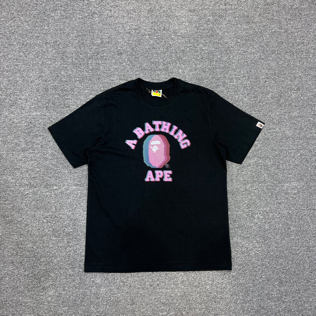 BAPE Glitch Art Ape Head College Tee Oversized Unisex T-Shirt