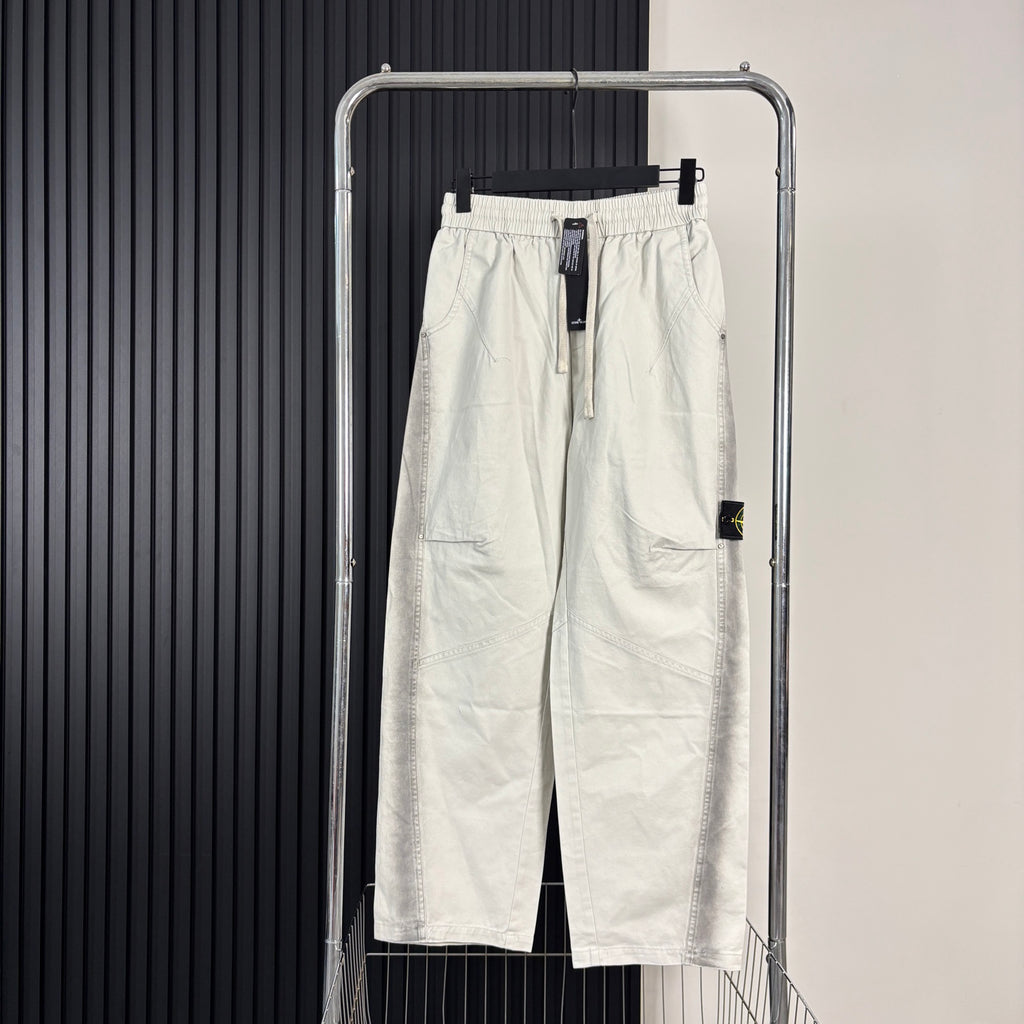 Stone Island Wide-Leg Straight Cargo Trousers with Compass Badge