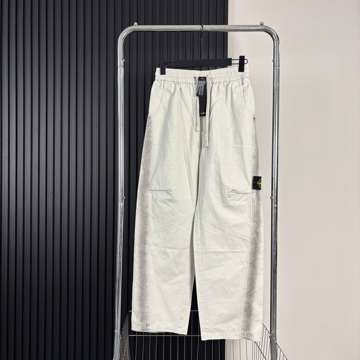 Stone Island Wide-Leg Straight Cargo Trousers with Compass Badge