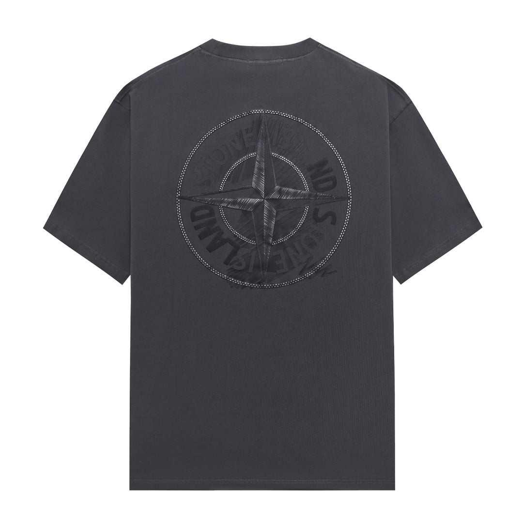 Stone Island Left Chest Horseshoe Compass Badge Print Crew Neck T-Shirt