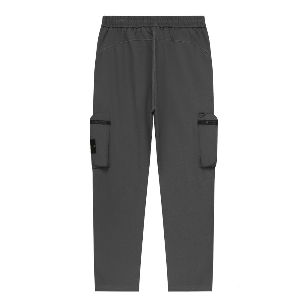 Stone Island Technical Fabric Straight Leg Cargo Pants with Bilateral Zip Cargo Pockets and Compass Badge