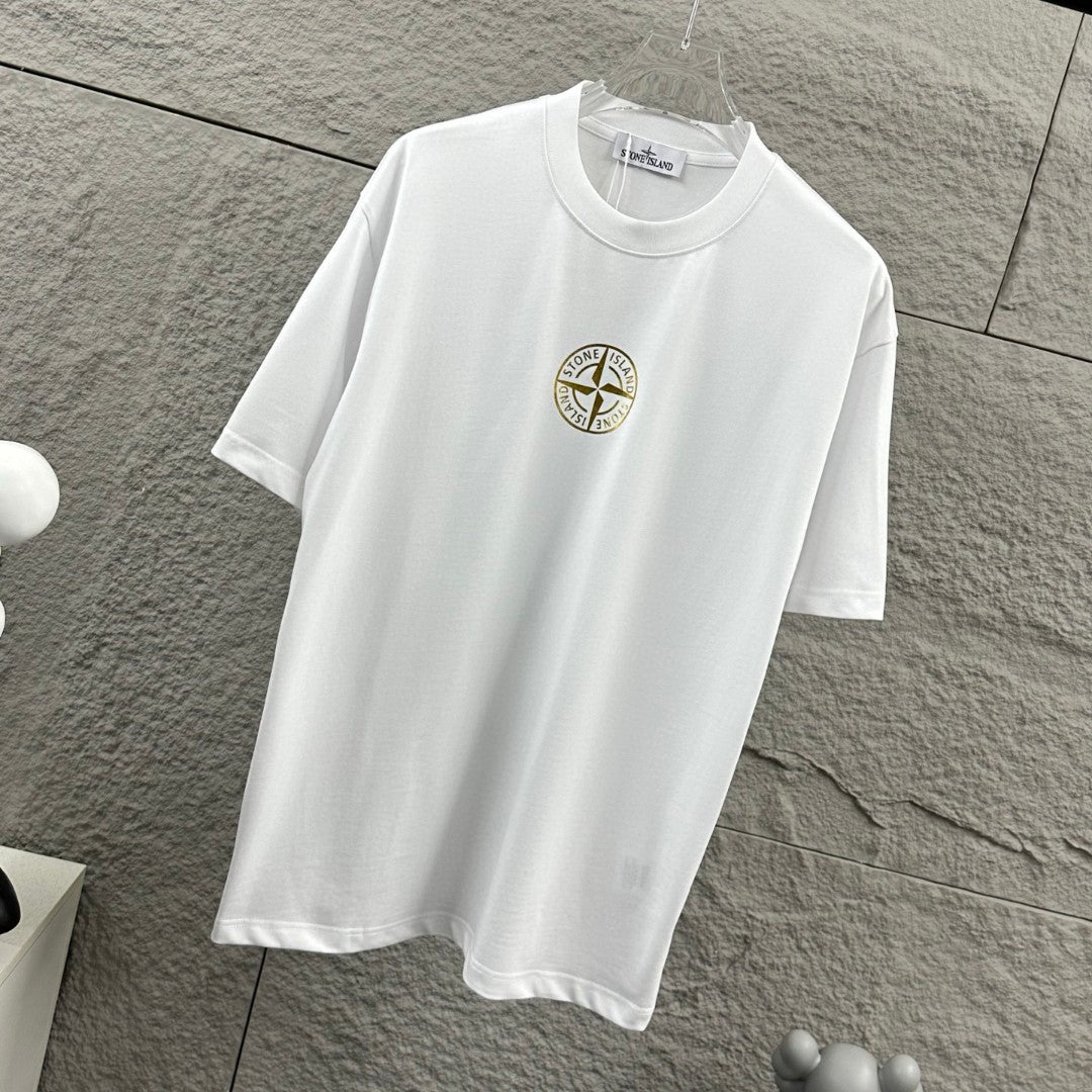 Stone Island Spring–Summer 2026 T-Shirt - Gold Foil Compass Badge at Centre Chest