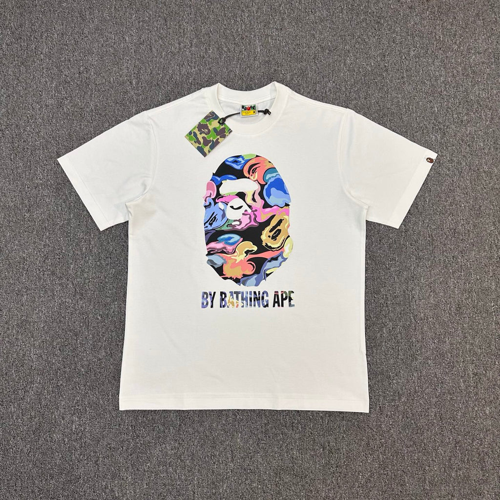 BAPE Liquid Marble Multicolor Ape Head BY BATHING APE Oversized Unisex T-Shirt