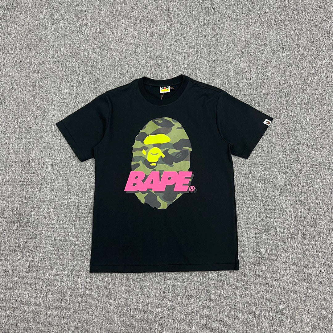 BAPE ABC Camo Ape Head Neon Wordmark Contrast Print Tee Oversized Unisex T-Shirt