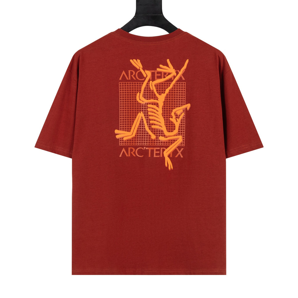 Arc'teryx Small Bird Logo Front and Grid Large Bird Graphic Back Crew Neck Short‑Sleeve T‑Shirt, Unisex Relaxed Fit Tee
