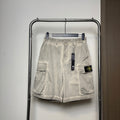 Stone Island Washed Lustrous Cargo Shorts with Double Flap Pockets and Compass Badge