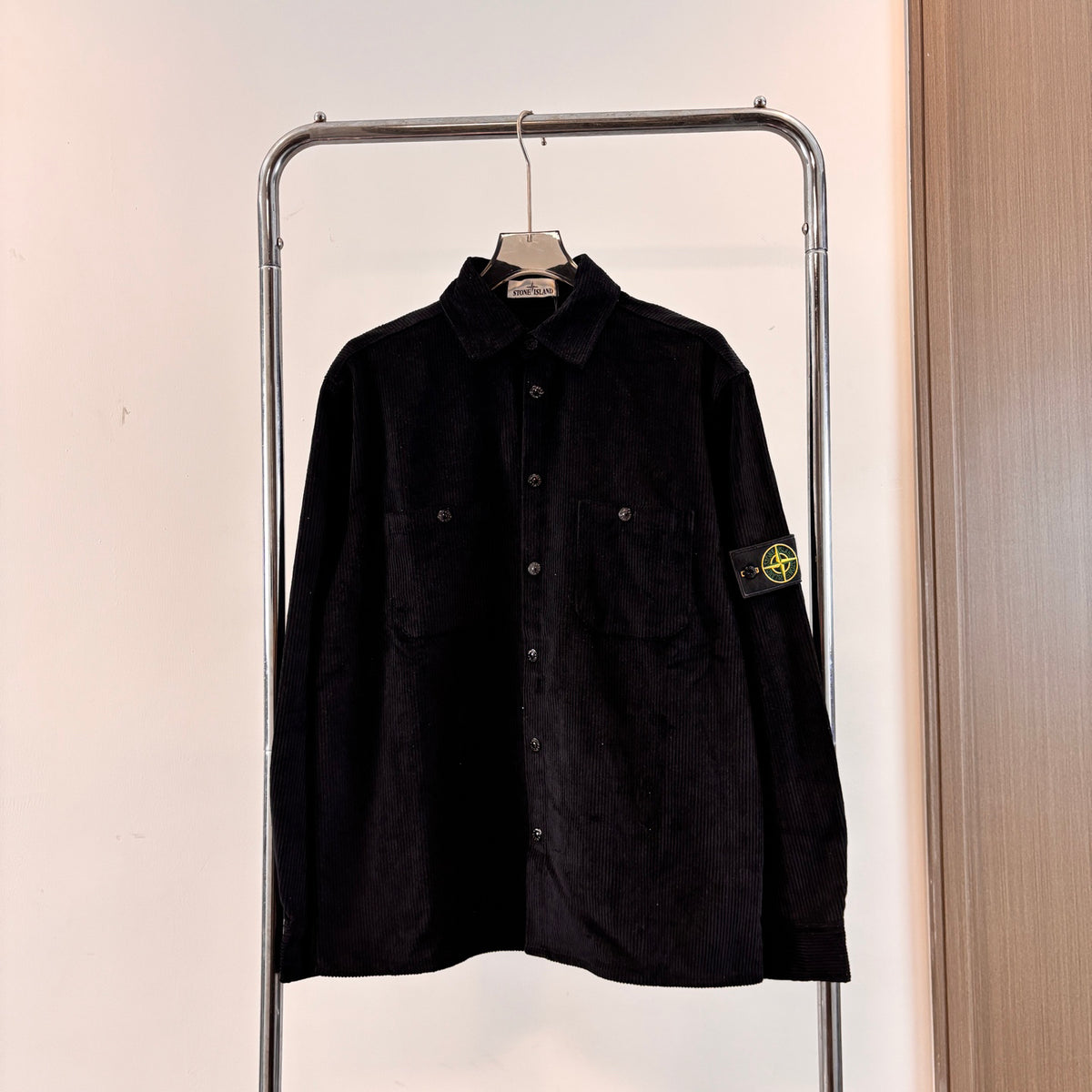 Stone Island Wide-Wale Corduroy Overshirt with Snap Buttons and Compass Badge