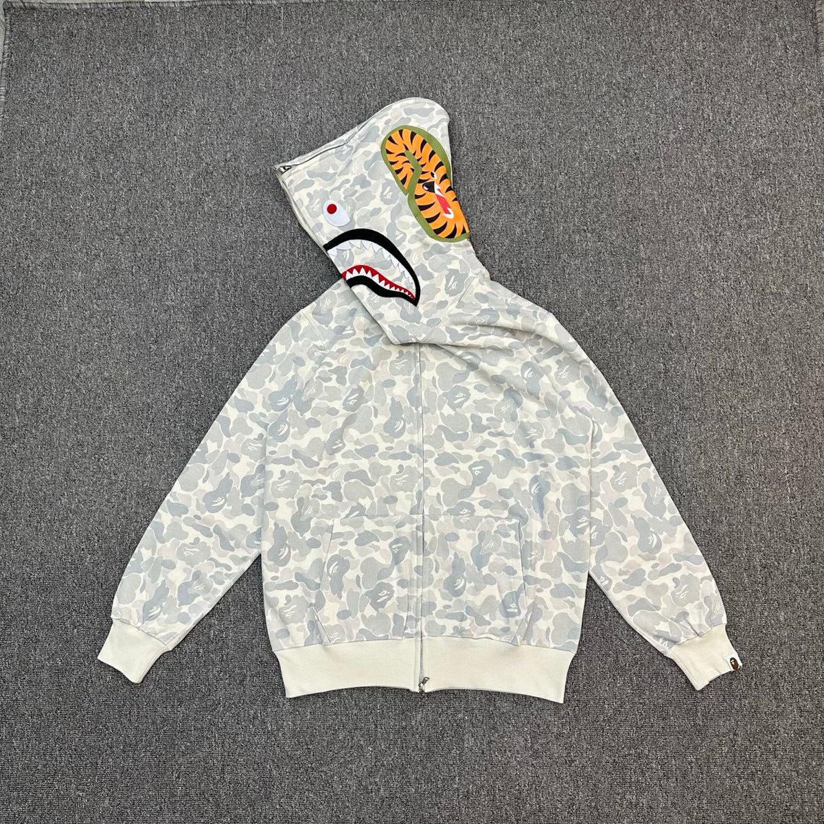 BAPE FW24 Ice Grey ABC Camo Shark Full-Zip Hoodie - Harajuku PACK Limited