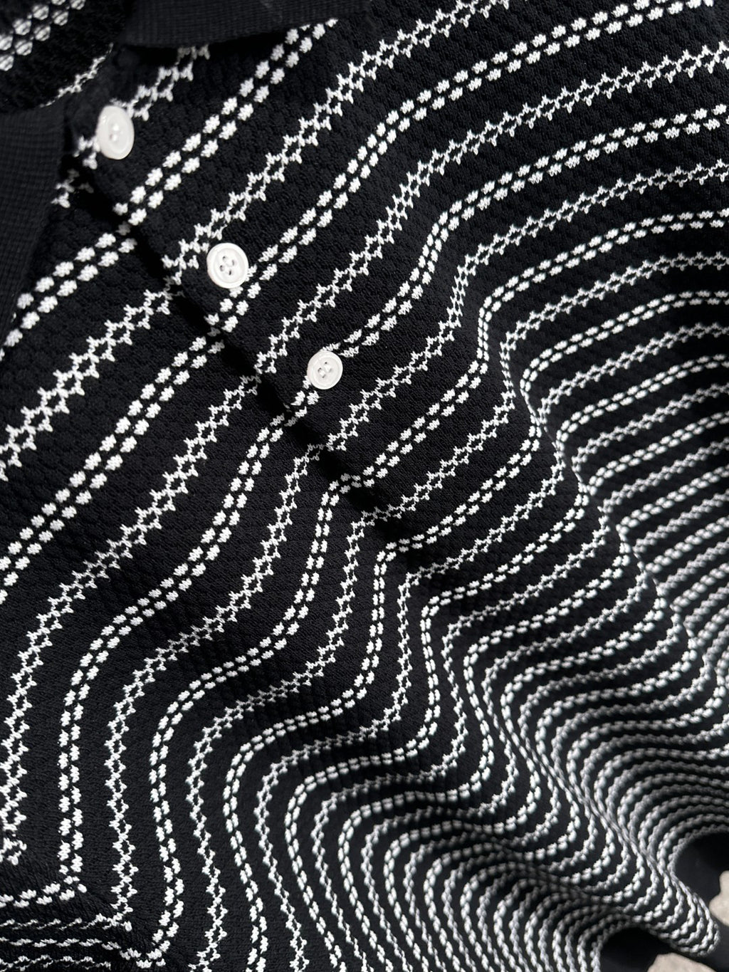 Arc'teryx Jacquard Stripe Knit Polo Shirt with Gold Bird Woven Badge