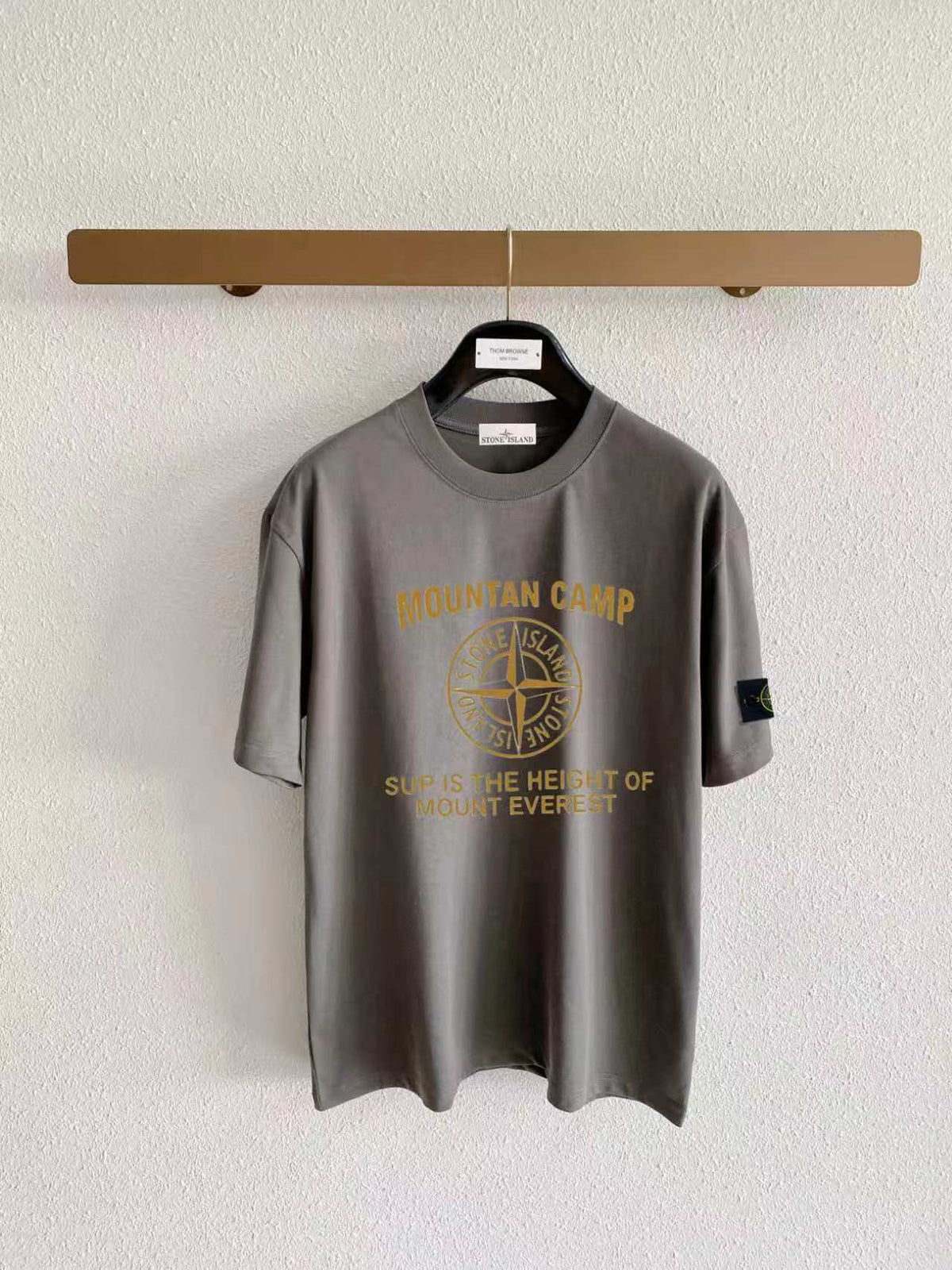 Stone Island "Mountan Camp" Compass Rose Gold Print T-Shirt