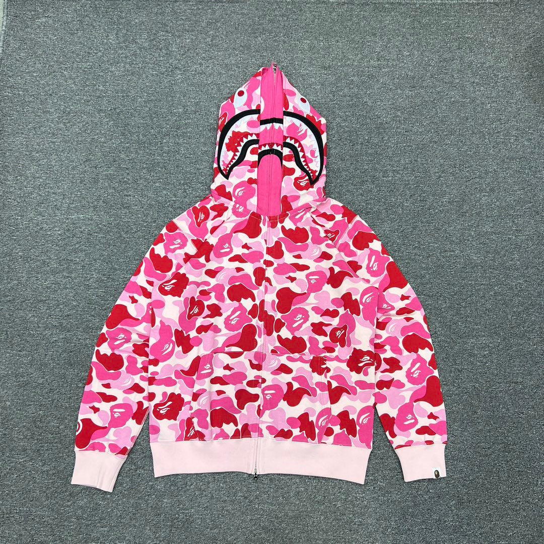 BAPE ABC Macro Camo Shark Full-Zip Double Hood Hoodie