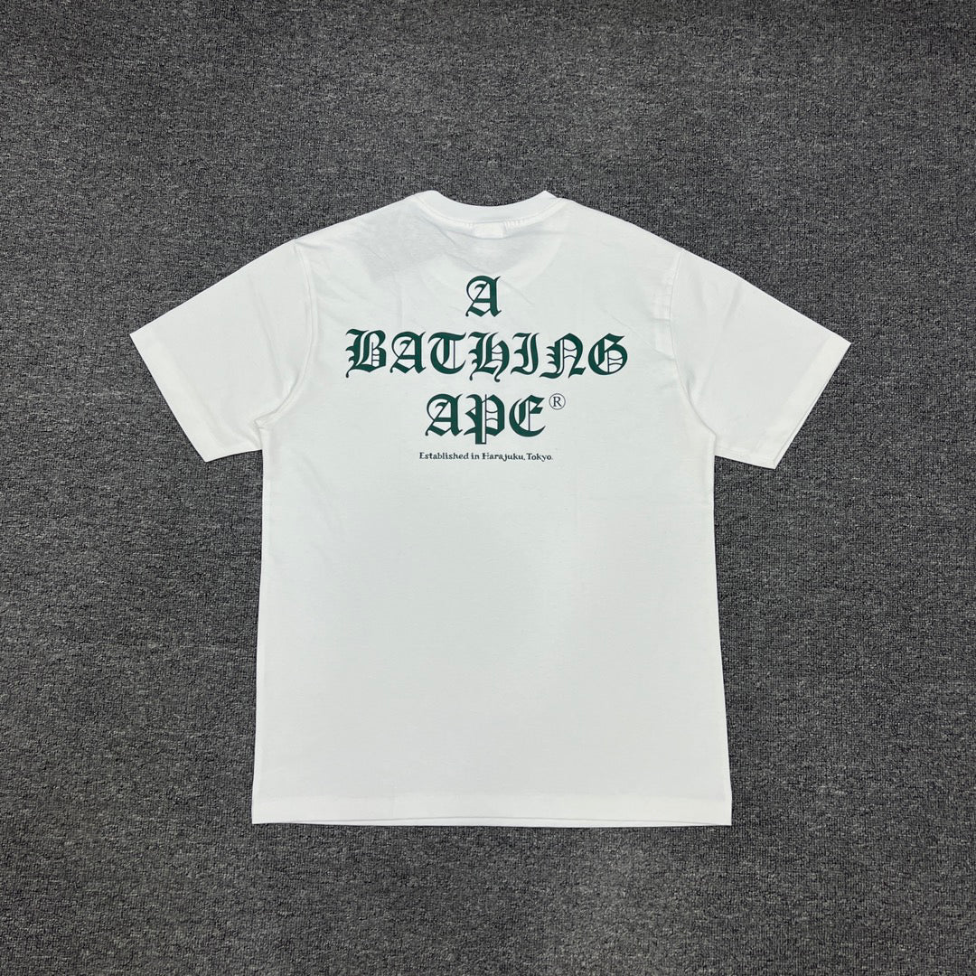 BAPE World Gone Mad Old English Blackletter Ape Head Small-Print Tee Oversized Unisex T-Shirt