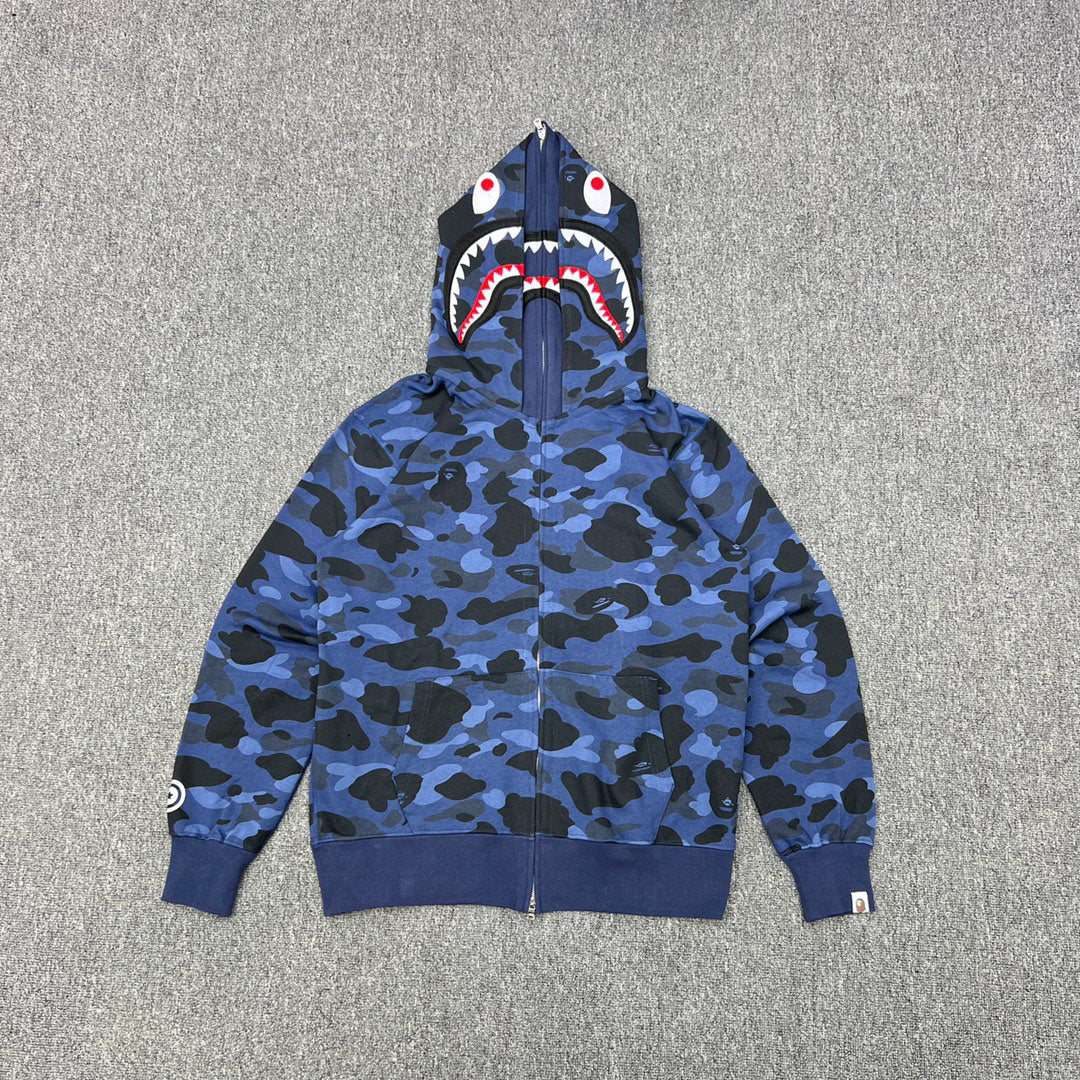 BAPE Shark Full-Zip Double Hood Camo Hoodie