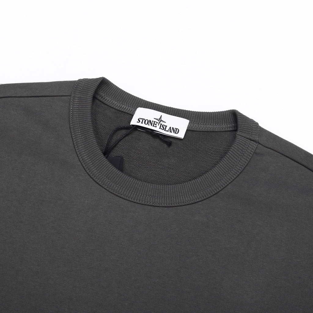 Stone Island Cotton Crew Neck Sweatshirt with Bilateral Sleeve Open Cargo Pockets and Compass Badge