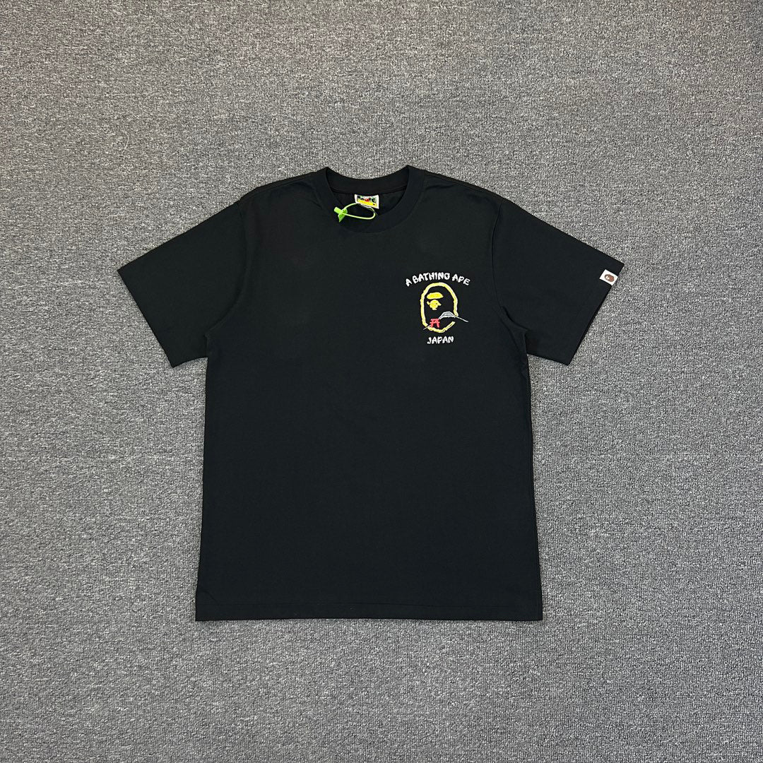 BAPE Souvenir Yokosuka Samurai Ape Head Puff Print Tee Oversized Unisex T-Shirt — Front Left Chest + Full Back