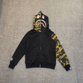 BAPE WGM Shark Full-Zip Hoodie Woodland Camo Hood + Sleeve - Black / Gray