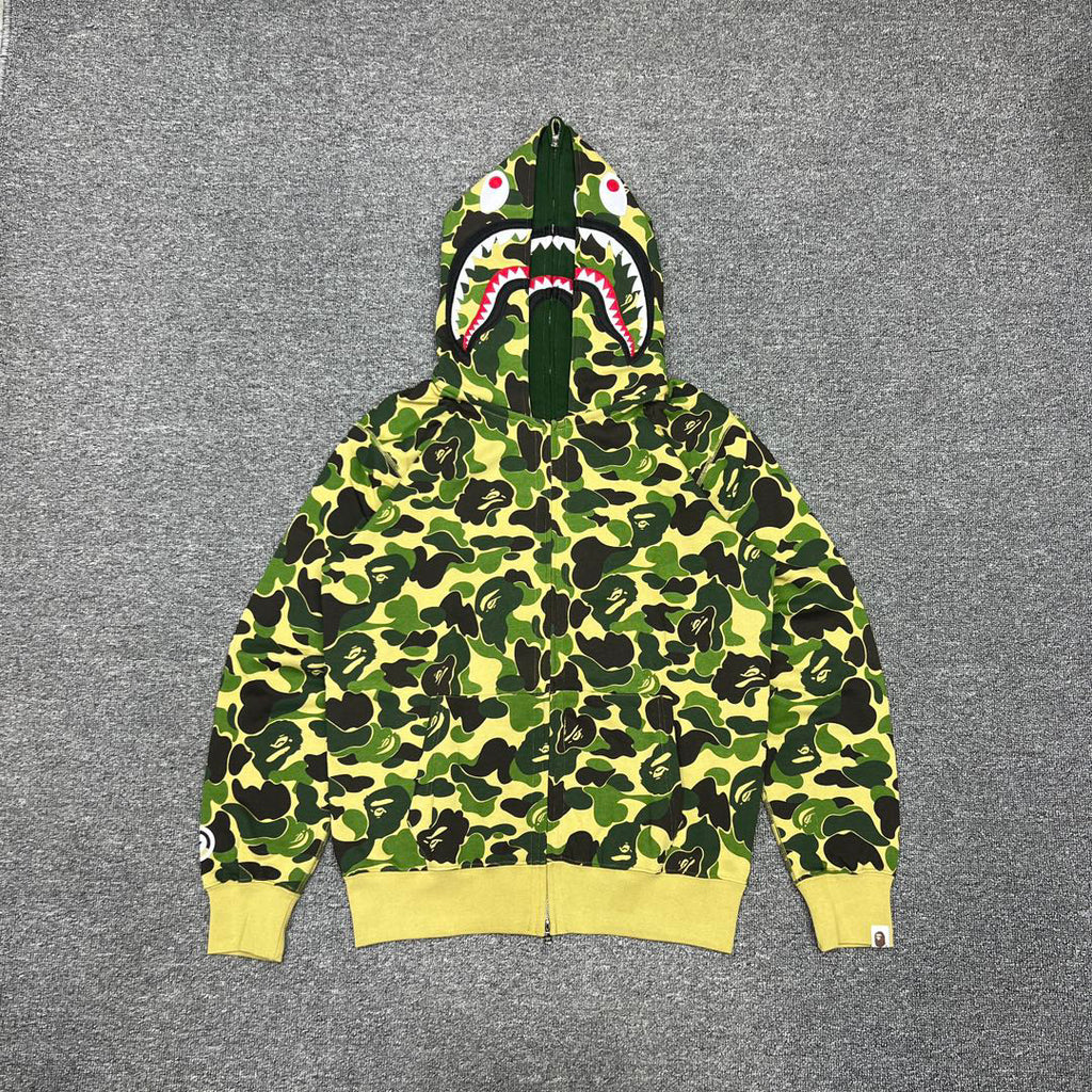BAPE ABC Macro Camo Shark Full-Zip Double Hood Hoodie