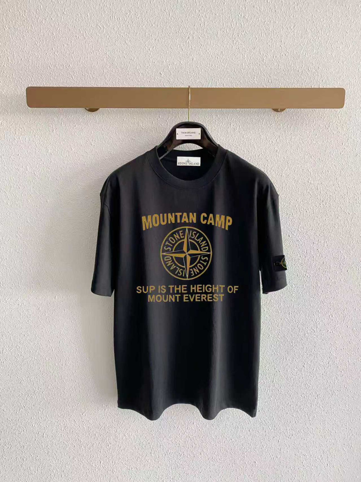 Stone Island "Mountan Camp" Compass Rose Gold Print T-Shirt