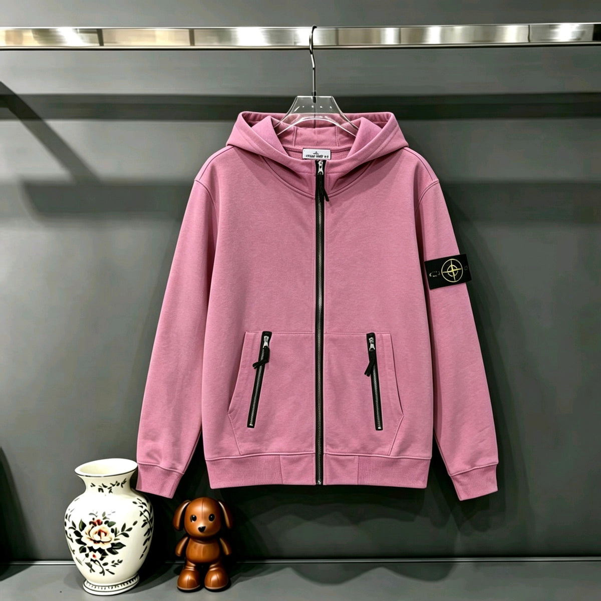 Stone Island Compass Badge Triple-Zip Full-Zip Hoodie Sweatshirt