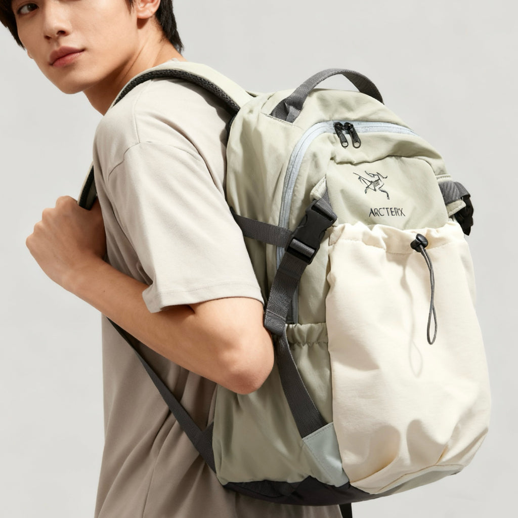 Arc'teryx Color‑Block Drawstring Pocket Backpack, Large‑Capacity Outdoor Travel Daypack Unisex