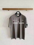 Stone Island Archivio Summer 2025 Four-Point Star Wordmark Print T-Shirt - Gray / White