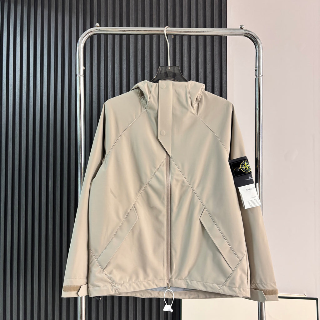 Stone Island Diagonal Panel Technical Hooded Jacket with Compass Badge
